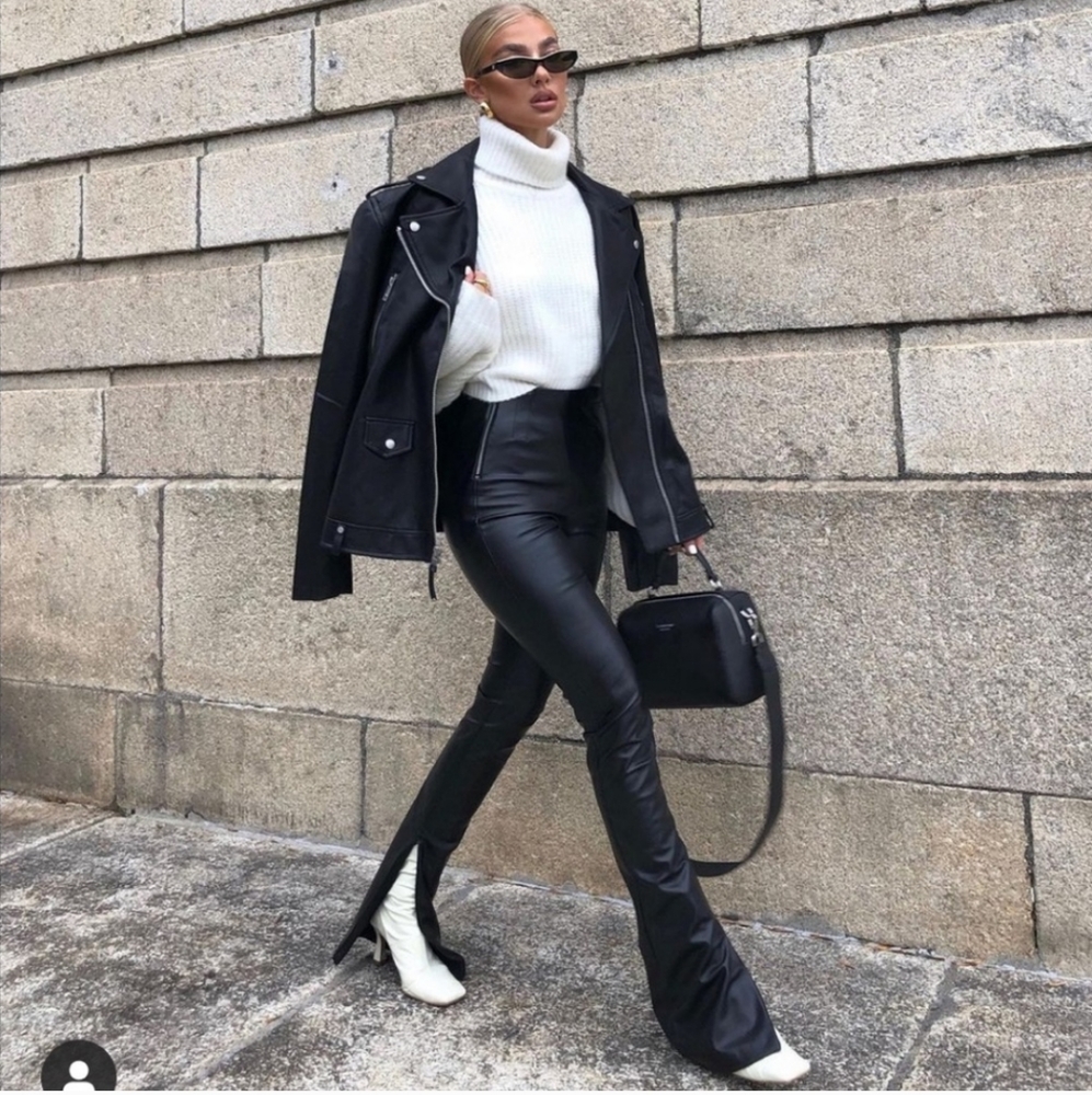 Zara Extra Long Faux Leather Leggings Pants - Picture 6 of 15